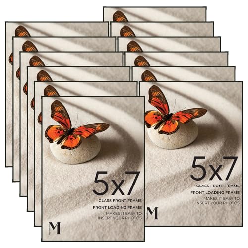 Mantello 5x7 Picture Frame Set - Front Loading 5 x 7 Frames - Display for Wall Artwork, Accent Piece, Photographs - Minimalist Tabletop & Desktop Decor - 12 Pack, Black - color: Black, size: 5x7 - 12 Pack