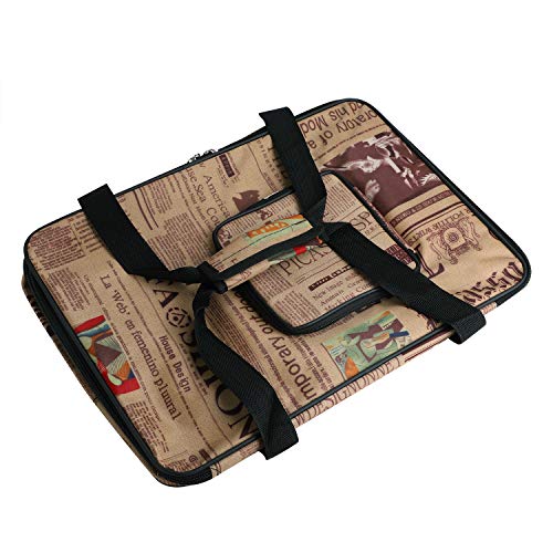 Starsouce Large Capacity Art Supply Organizer Tote Bag – Padded Craft Storage with Adjustable Shoulder Strap, Foldable Travel Caddy for Brushes, Markers, Sketchbook, Watercolor Palette & More - color: Newspaper