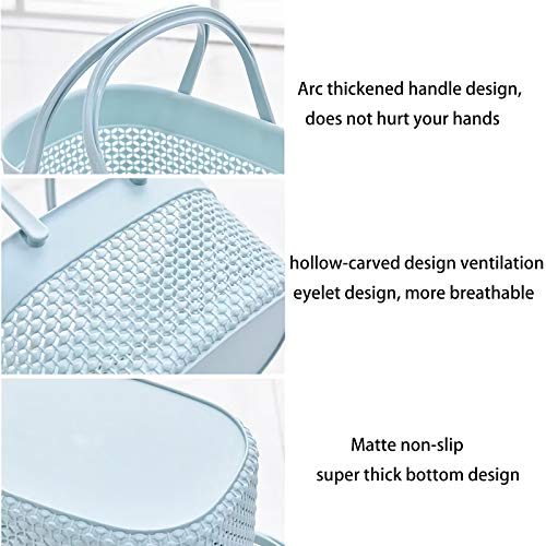 rejomiik Portable Plastic Shower Caddy Basket with Handles, Blue - color: Blue, size: 1 pack