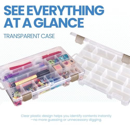 ArtBin Medium Solutions Box Craft Organizer with 12 Dividers, Clear - size: 10.75" x 7.375", style: 4 Compartments, 12 Dividers