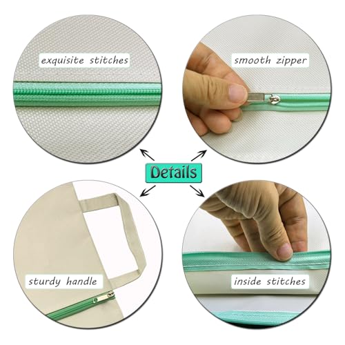 A4 Mesh Zipper Pouch, Waterproof File Bag with Handle,Foldable Document Organizer for School, Office, Travel - Durable Folder with Puzzle Project/Cross Stitch (2)
