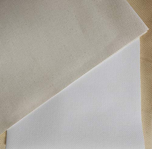 19" x 28" 14CT Counted Cotton Aida Cloth Cross Stitch Fabric (Natural-Ecru) - color: Natural-ecru