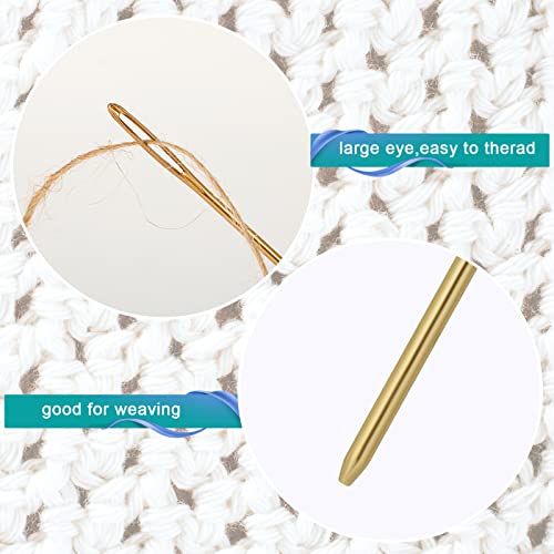 16pcs Large-Eye Blunt Needles, 7cm/2.75inch Yarn Knitting Needles Tapestry Sewing Needles Wool Hand Metal Sewing Knitting Needles for Crochet Projects (Gold)