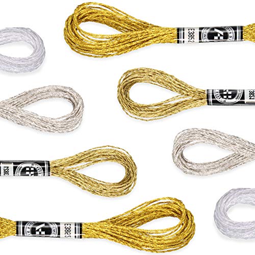 WILLBOND 24 Skeins Metallic Embroidery Floss - Glitter Embroidery Threads for Cross Stitch Crafts Friendship Bracelets(Multiple Color) - color: Multiple Color