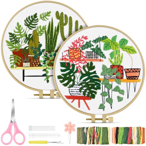 TINDTOP Embroidery Kit for Adult, Embroidery Kit for Beginners - color: Cactus
