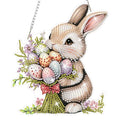 NAIMOER Easter Bunny Diamond Art Hanging Kits for Adults, 5D Special Shaped Rhinestone, DIY Acrylic Spring Diamond Art Painting Window Pendants Home Garden Wall Hanging Ornament Kits, Double Sided - color: Easter 02