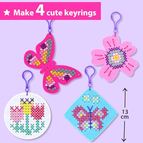 KRAFUN Butterfly & Flower Cross Stitch Kit for Kids Age 5+ - color: Butterfly