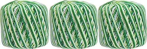 ThreadArt 100% Cotton Crochet Thread Size 3, Variegated Garden Greens - color: VARIEGATED GARDEN GREENS, size: SIZE 3 - 3 PACK