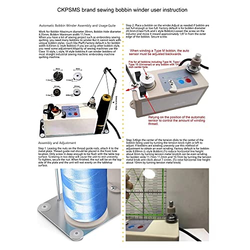 CKPSMS Brand -110V Automatic Bobbin Winder&Thread Stand Fit 1/4"(6mm) Center Hole Bobbins (KP-SBW01 American Plug 110V)