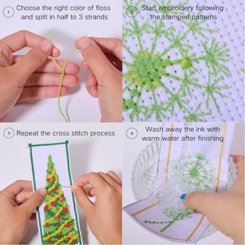 FREEBLOSS 6 Set Cross Stitch Bookmark Kit Scenery Pattern 8''x2.4'' 11CT - style: Scenery