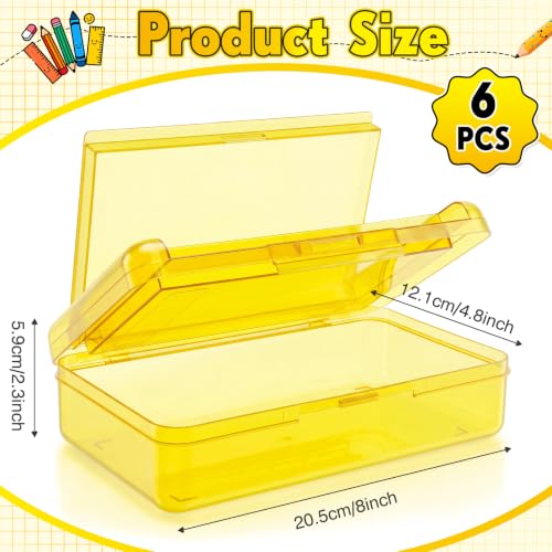 Blulu 6 Pack Double Layer Pencil Boxes Large Capacity,Yellow - color: Yellow