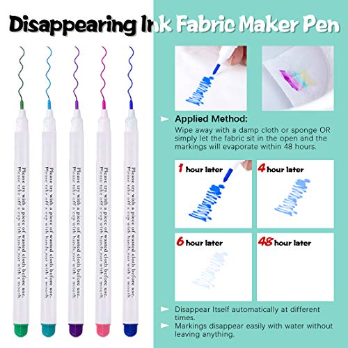 Swpeet 32Pcs Professional Sewing Tools Kit, Including 10Pcs Professional Tailor's Chalk and 12Pcs Sewing Mark Pencil with 10Pcs 5 Color Disappearing Erasable Ink Fabric Marker Pen for Sewing Marking