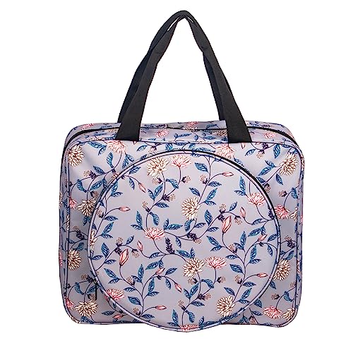 Portable Square Cross Stitch Starter Kits Bag Embroidery Project Bag Embroidery Tool Storage Tote Bag with Multifunctional Pockets, Bag Only (Flower Pattern) - color: Flower Pattern