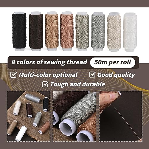 BAGERLA Upholstery Repair Sewing Kit Heavy Duty Sewing Kit with Awl Tools, Seam Ripper, Hand Stitching Needles, Upholstery Thread, Leather Craft Tool for Shoes Sofa Tent Carpet Craft DIY - color: 8 colors