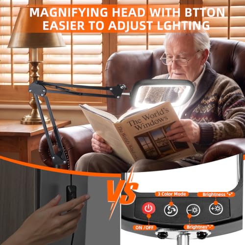 30X 10X Large Floor Magnifying Glass with Light and Adjustable Stand