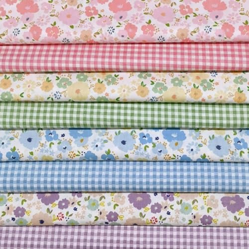 Cotton Fabric DIY Making Supplies Quilting Patchwork Fabric Fat Quarter Bundles DIY for Quilting Cotton Patchwork Cushions (Flowers Square, 9.8" x 9.8") - color: 7pcs Flowers Square, size: 9.8" x 9.8"