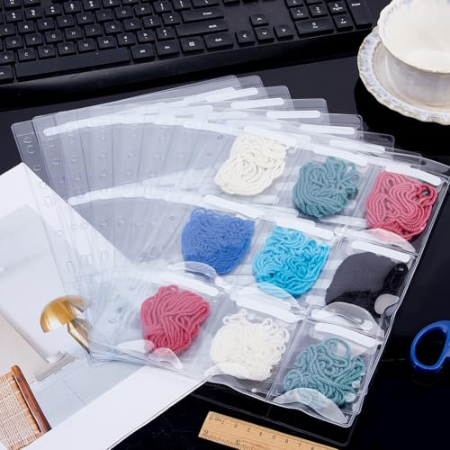 SUPERFINDINGS 8 Pack Binder Page for Embroidery Floss Cross Stitch 9 Grids Sewing Organizer 8.8x6.4cm Floss Organizers Bags Portable White PVC Thread Holder for DIY Craft Embroidery Sewing Storage - size: 3.46x2.52"