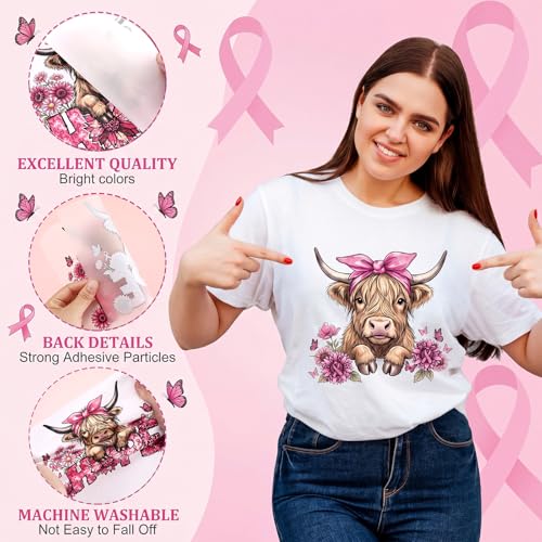 Tellingyou 36 Sheets Breast Cancer Awareness Iron on Transfers - style: Breast Cancer