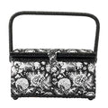 SINGER Sewing Basket, Sewing Kit with Notions, Black & White Floral Print - color: Black & White