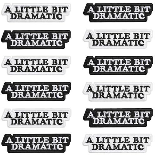 12pcs A Little Bit Dramatic Iron/Sew on Patches, Fashion Embroidered Applique, Cute Decoration for Clothes, Hat, Bag, Dress, Shirt, Jeans - color: 12pcs Dramatic