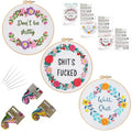 Louise Maelys 3 Sets Funny Embroidery Kits for Beginners - color: kit-12