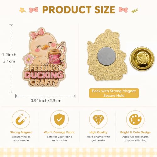 Funny Duck Needle Minder Magnet, Cute Magnetic Sewing Accessory for Embroidery, Needlepoint & Cross Stitch Projects