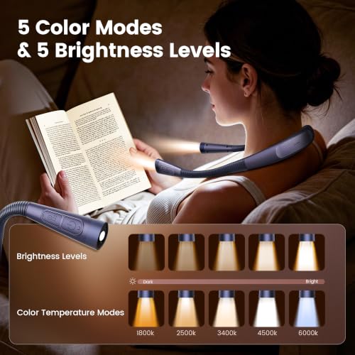 Glocusent Upgraded Neck Light,100Hrs Slimmer Reading Light for Books in Bed - color: Blue