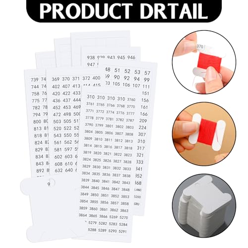 Marspark 1300 Pcs Floss Number Stickers Cardboard Floss Bobbin Set with Blank Number Stickers for Wrapping and Storing Stitch Needlework Handmade Thread Supplies