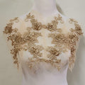 2 Pair 29 * 13cm Red/Pink/Purple/Sky Blue Wedding Dress Lace Shirt Accessories Embroidery Lace Garment Design DIY Accessories (Earthy Gold) - color: Earthy gold