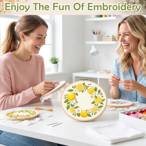 Nuberlic Embroidery Kit for Beginners Adults with Lemon Pattern - color: Lemon