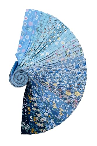 100% Cotton Jelly Roll Fabric Strips for Quilting and Sewing- Blue Sea - color: Blue Mediterranean