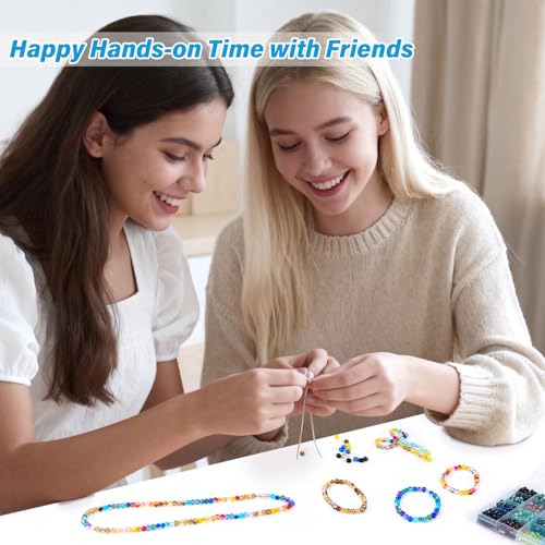 XSEINO About 1200pcs 6mm Crack Glass Beads Oceanic Blue Bracelet Making Kit - color: Ocean Blue