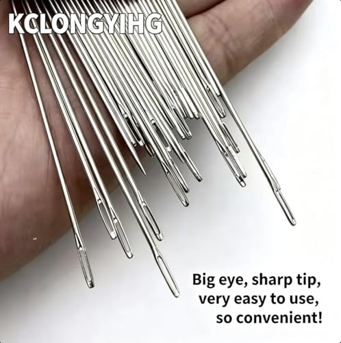 2026Stainless Steel Large Eye Sewing Needle Set, 36 Pieces | No. 5 Hand Sewing Needle Set with Case | Sharp, Rust-Resistant Steel Embroidery Needles for Cross-Stitch, Yarn, Tapestry, and Fabric Repair