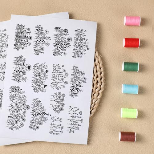 Flower Water Soluble Embroidery Patterns, 25 Pcs Embroidery Papers