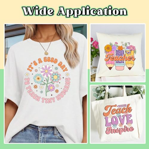 Retro Teacher Iron on Transfers Heat Transfer Viny 32pcs - color: Olive