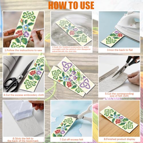 FREEBLOSS 6 Set Cross Stitch Bookmark Kits 11CT 8"x2.4" Celtic Knots - style: Celtic Knot Flowers