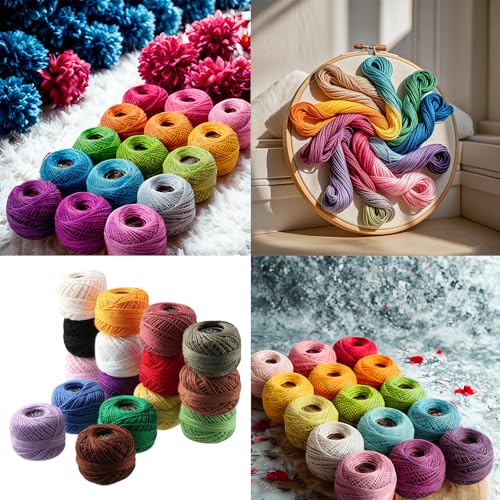 16 Rolls of Colorful Cotton Thread Ball Crochet Embroidery Rainbow Color Cross Stitch Thread Sewing for Cross Stitch Crafts(style2) - color: style2