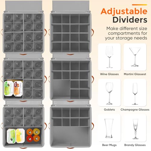 Foyego Wine Glass Storage Box, Gray - color: Gray, size: 15.7"L x 15.7"W x 9.8"H