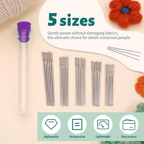 Bupete 30 Pcs Sewing Needles, 5 Sizes Large Eye Blunt Needles