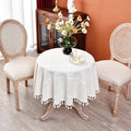 Plaid Round Tablecloth 36 Inch Cotton Linen Round Table Cloth - color: Off-white, size: 36" (Round)