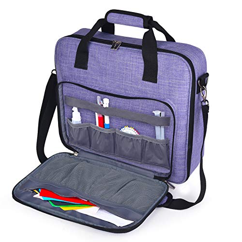 BAGLHER Cross Stitch & Embroidery Organizer Bag - Large Portable Project Storage with 3 Compartments, Travel Friendly Carrying Case for 11.2" Hoops, Threads, Supplies (Purple) - color: purple