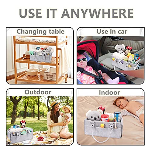 XUANGUO Large Baby Diaper Caddy Organizer, Felt Basket with Handles, Grey - color: grey