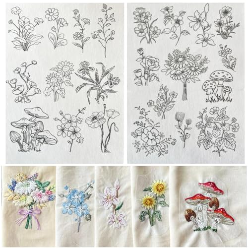 Water Soluble Stick and Stitch Embroidery Pattern Paper & Stencils - color: Floribunda