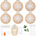 Roowest 6 Sets Christmas Embroidery Kits Snowflake Ornament DIY,Tan - color: Tan