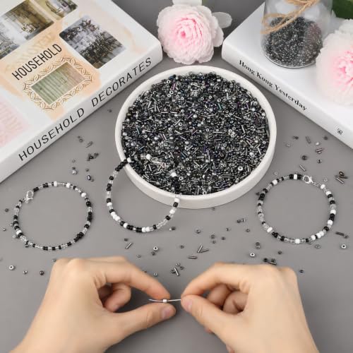 Black Seed Beads for Jewelry Making Glass Bugle Beads for DIY Craft - color: Black