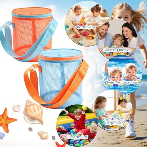 Large Capacity Shell Bags for Beach, 4Pcs Foldable Mesh Toy Storage Bag - size: 4P-SMALL