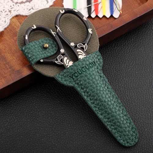 YOUGUOM Sewing Embroidery Scissors with Cover, Crochet Snips - color: Golden Black