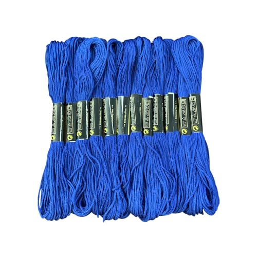 12 Skeins Embroidery Floss Blue Color, Friendship Bracelet String Cross Stitch Embroidery Thread Floss Bracelet Making Yarn, Craft Floss（Blue） - color: Blue