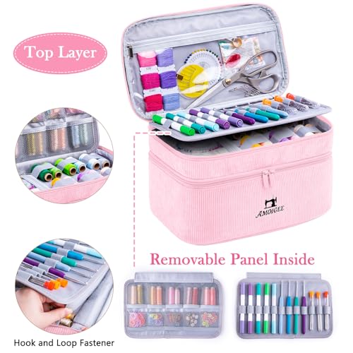 Double-Layer Sewing Organizer Bag with Pin Cushion for Sewing Supplies - color: Pink - Cpirpmu, size: Style A - Courony