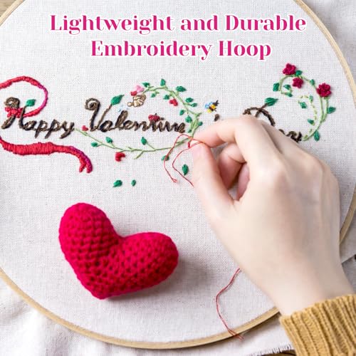 Bewudy 3 Pieces Embroidery Hoops, 4/5/6 inch Round Embroidery Hoops, Round Bamboo Cross Stitch Hoop Adjustable Stitch Hoop for Embroideries Cross Sew Art Craft Sewing